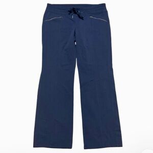 Athleta Metro Slouch Pants Navy Blue Zipper Pockets Womens Sz L / 32”